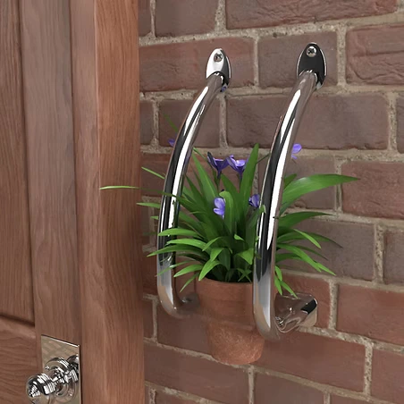 Outdoor double guard rail holds potted plat